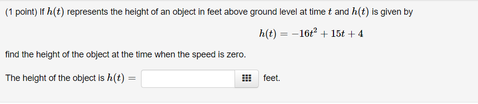 (1 point) If h(t) represents the height of an object | Chegg.com