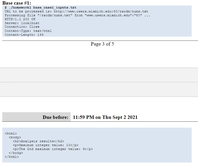 .. Base case #1: $ ./homeworki base_casel_inputs.txt | Chegg.com