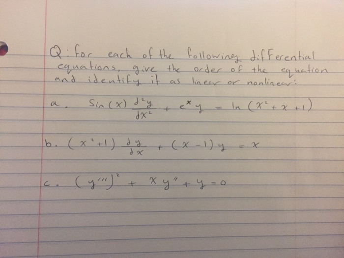 Solved For each of the following differential equations, | Chegg.com
