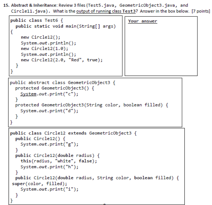 Solved 15. Abstract & Inheritance: Review 3 files | Chegg.com