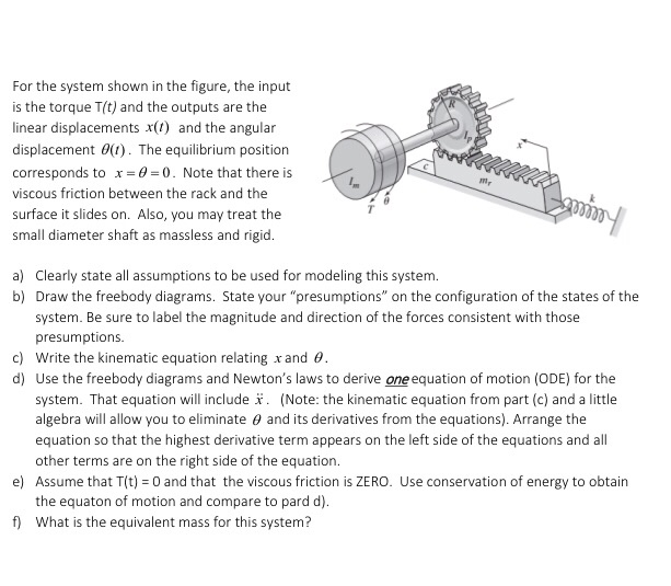 Solved For the system shown in the figure, the input is the | Chegg.com