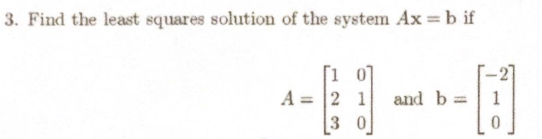 Solved 3. Find the least squares solution of the system Ax=b | Chegg.com
