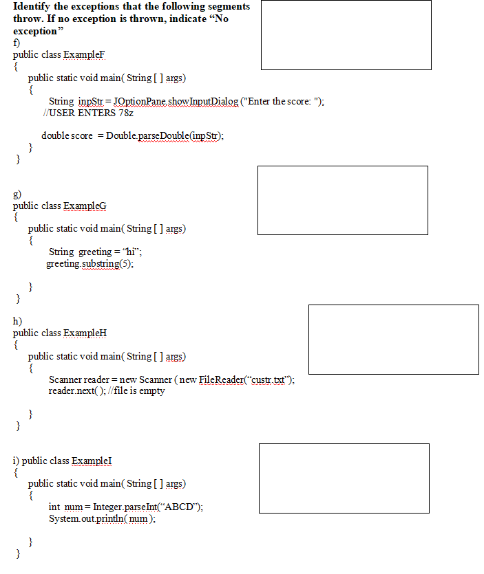 Solved Identify the exceptions that the following segments | Chegg.com