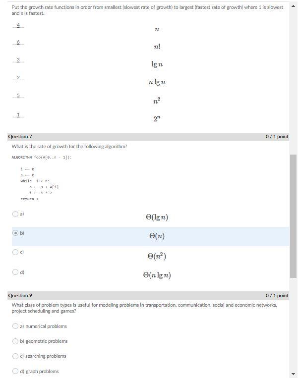 Solved Put the growth rate functions in order from smallest | Chegg.com