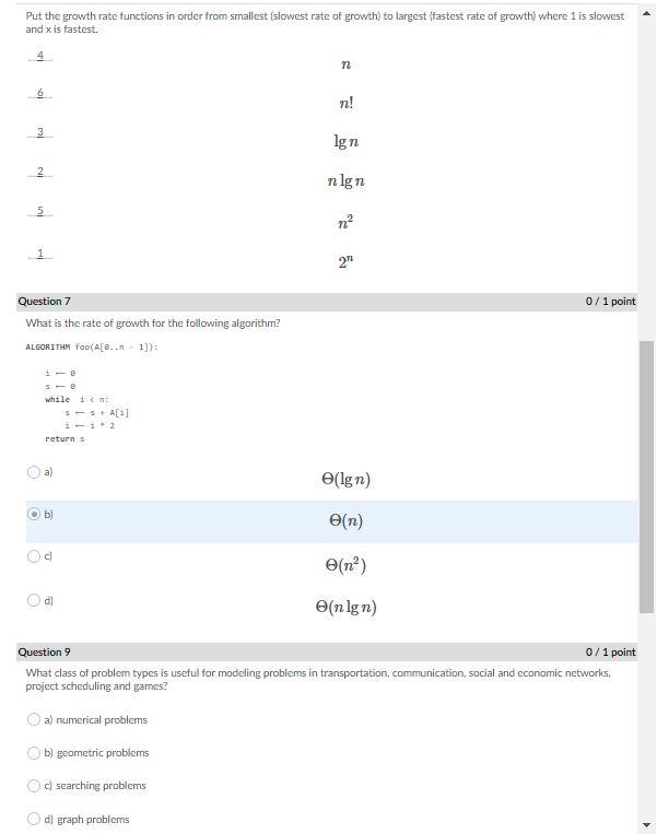 Solved Put The Growth Rate Functions In Order From Smallest | Chegg.com