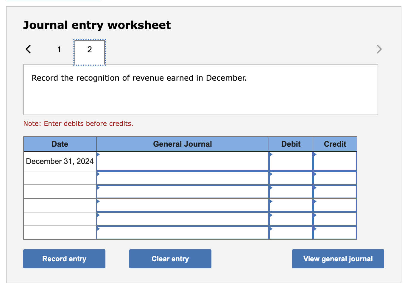 Solved Journal entry worksheet Record the recognition of | Chegg.com
