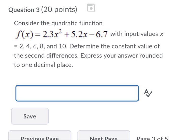 Solved Question 3 (20 points) Consider the quadratic | Chegg.com
