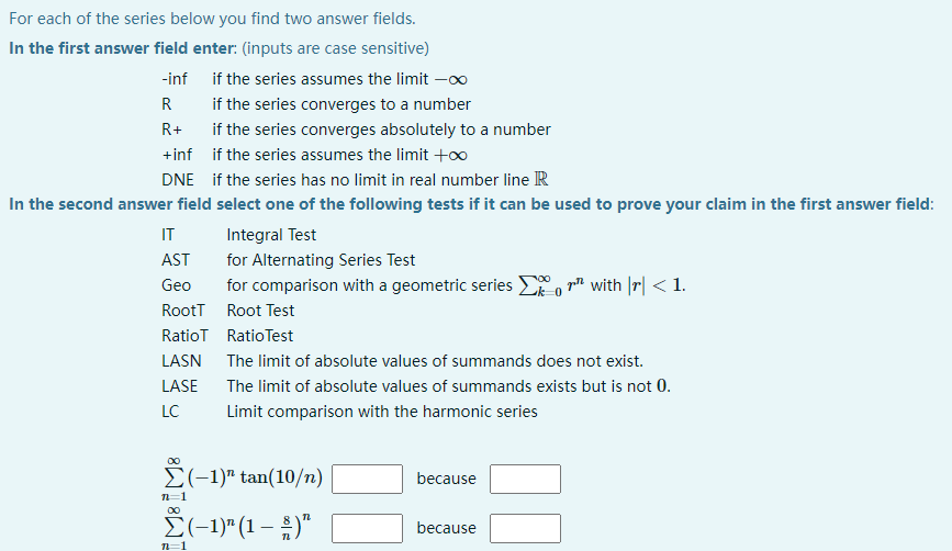 Solved For each of the series below you find two answer | Chegg.com