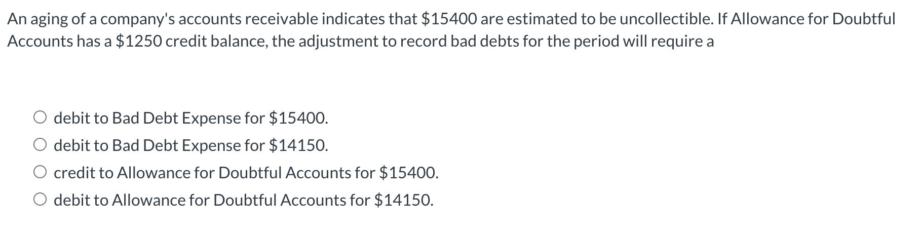 Solved An aging of a company's accounts receivable indicates | Chegg.com