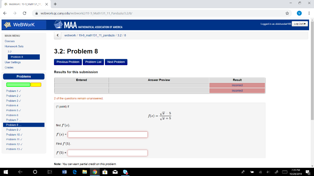 Solved WebWork: 19-9_Math 131_11_ X + -ox € → C w | Chegg.com