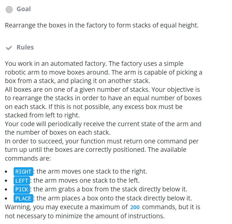 Solved Goal Rearrange the boxes in the factory to form | Chegg.com