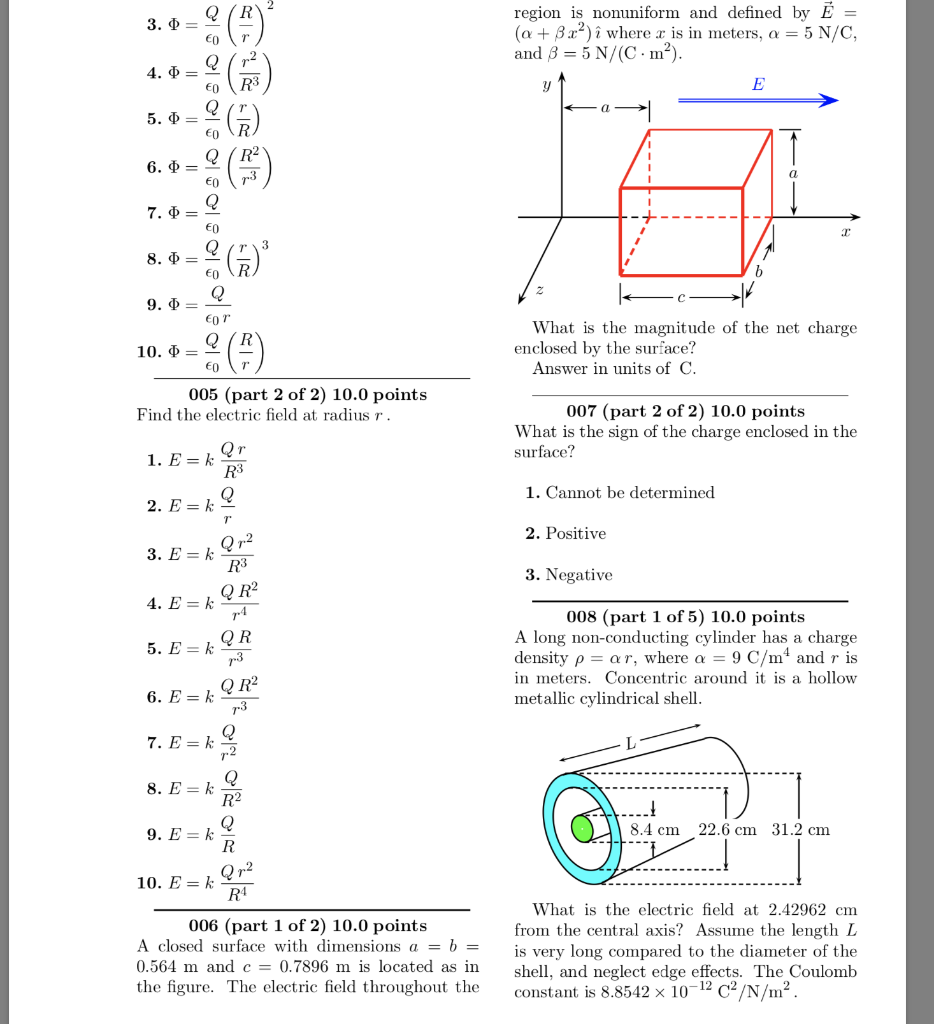 Solved 006 -What is the magnitude of the net charge enclosed | Chegg.com