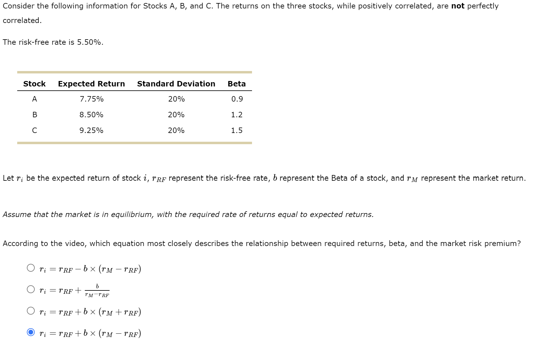 Solved Consider The Following Information For Stocks A,B, | Chegg.com