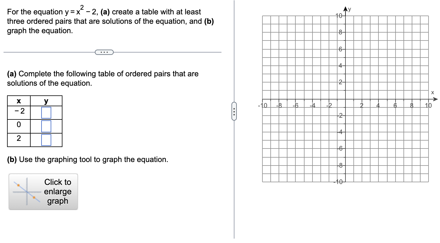 Solved 10 2 For The Equation Y X 2 A Create A Table Chegg Com