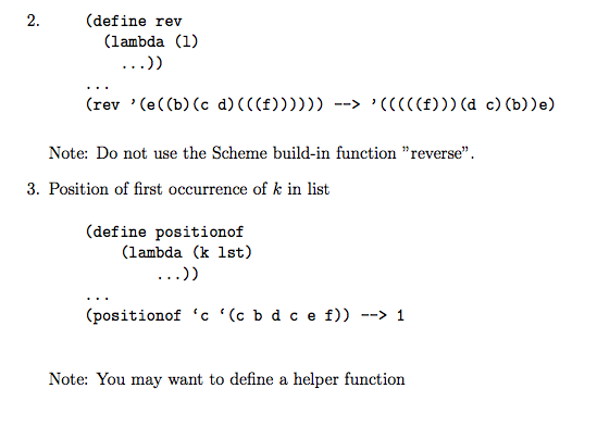 Problem II - Scheme Write the following functions on | Chegg.com