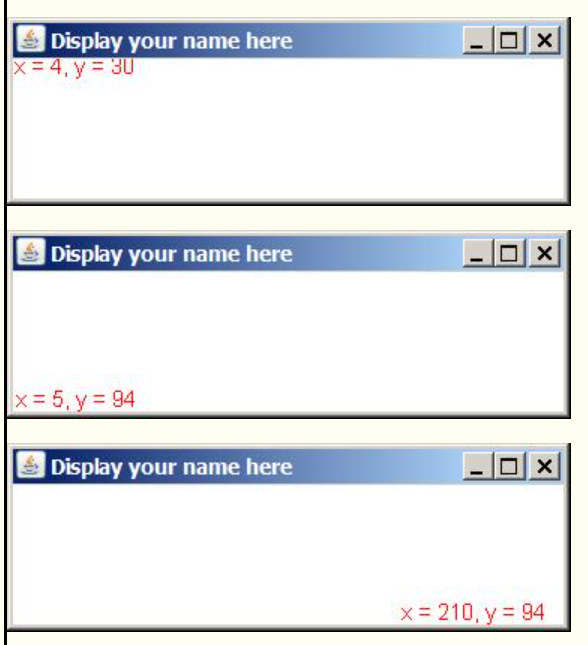 Display your name here X = 4, y = 30 х Display your name here х x = 5, y = 94 Display your name here х x = 210, y = 94