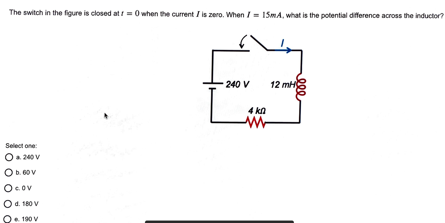 Solved The switch in the figure is closed at t = 0 when the | Chegg.com