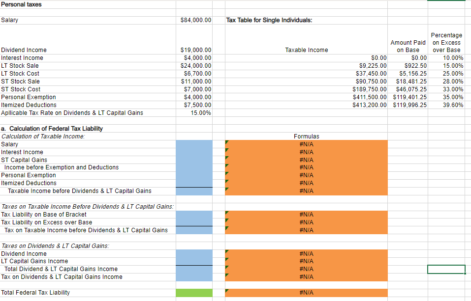 Solved Excel Online Structured Activity: Personal taxes Mary | Chegg.com