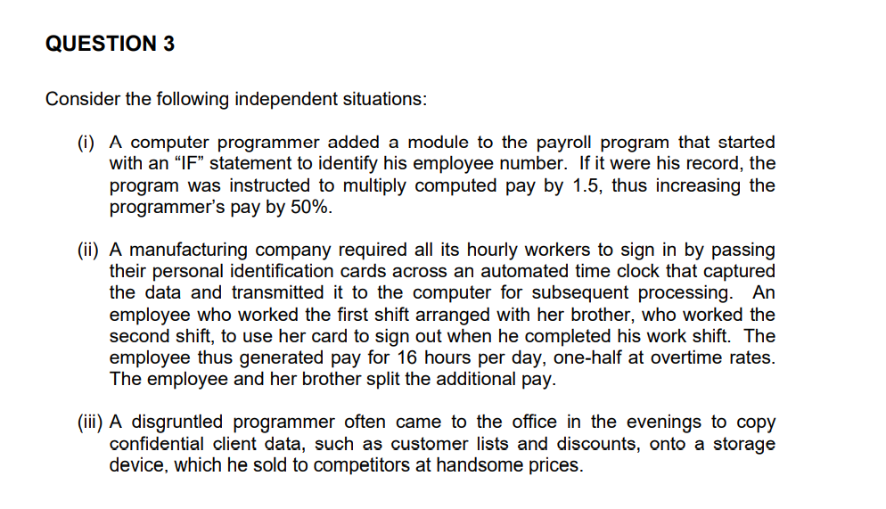 Solved QUESTION 3 Consider the following independent | Chegg.com