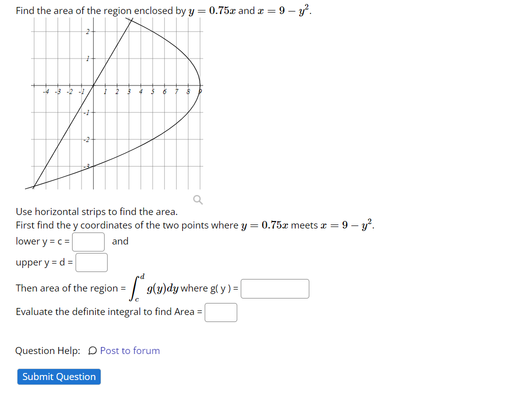 Solved Find the area of the region enclosed by y=0.75x and | Chegg.com