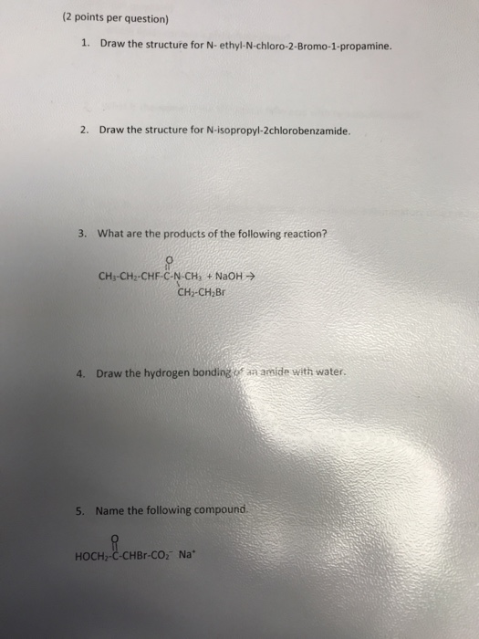 Solved (2 points per question) 1. Draw the structure for N- | Chegg.com ...