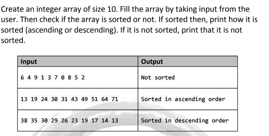 Solved Create an integer array of size 10. Fill the array by | Chegg.com