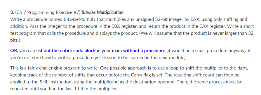 3. (Ch 7 Programming Exercise #7) Bitwise | Chegg.com