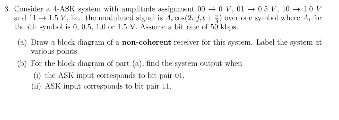 Solved 3. Consider a 4-ASK system with amplitude assignment | Chegg.com