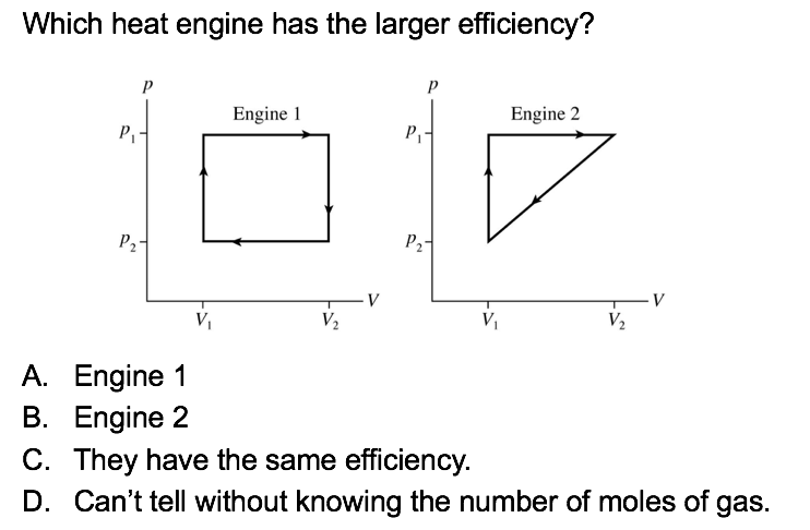 Solved Which heat engine has the larger efficiency? Engine 1 | Chegg.com