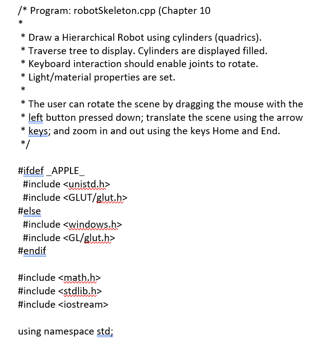 Solved • Download robotSkeleton.cpp. • Complete Steps 1, 2, | Chegg.com