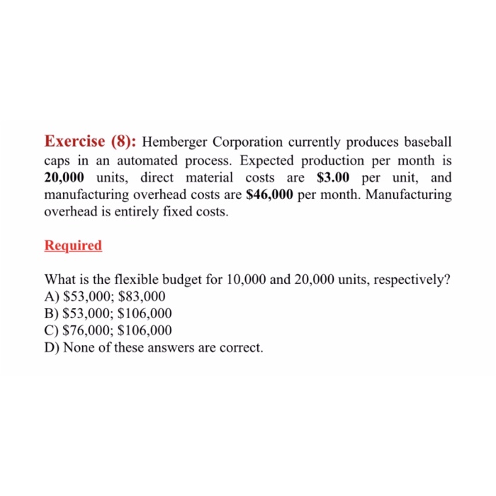 Solved Hemberger Corporation currently produces baseball