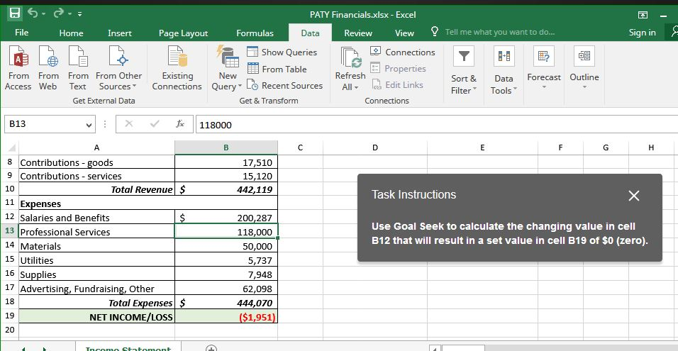 Solved PATY Financials.xlsx Excel 困 File Home Insert Page | Chegg.com