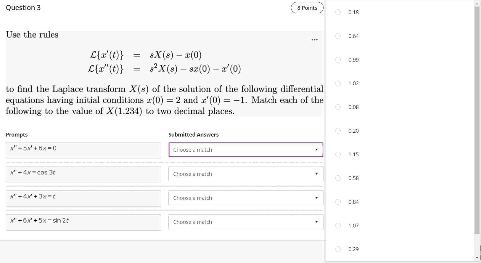 Solved Question 3 8 Points 0.18 Use the rules 0.64 O | Chegg.com