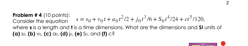 Solved 2. Problem # 4 (10 points): Consider the equation s= | Chegg.com