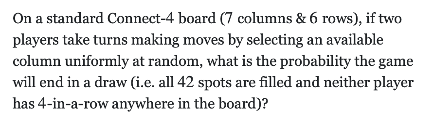 Solved On a standard Connect-4 board (7 columns & 6 rows), | Chegg.com