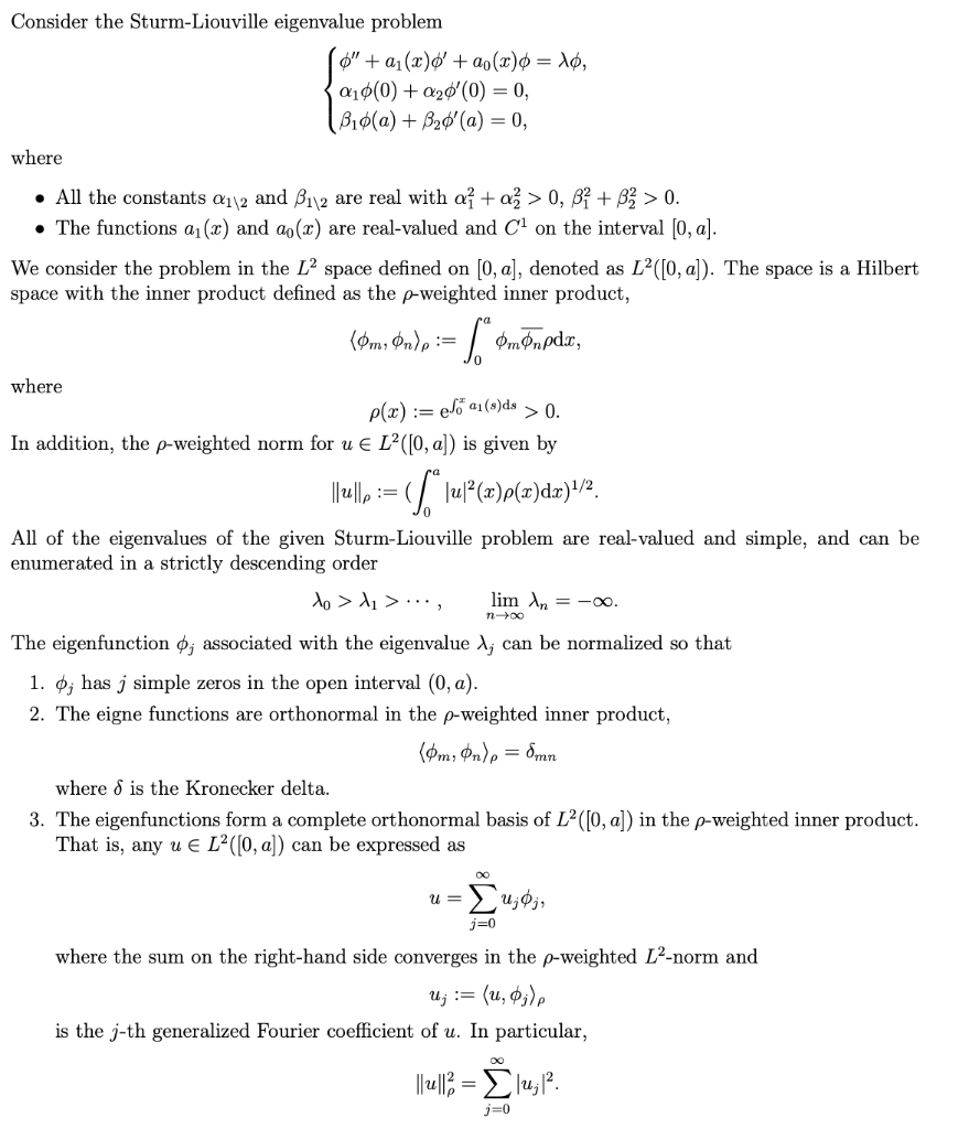 Consider the Sturm-Liouville eigenvalue problem 16