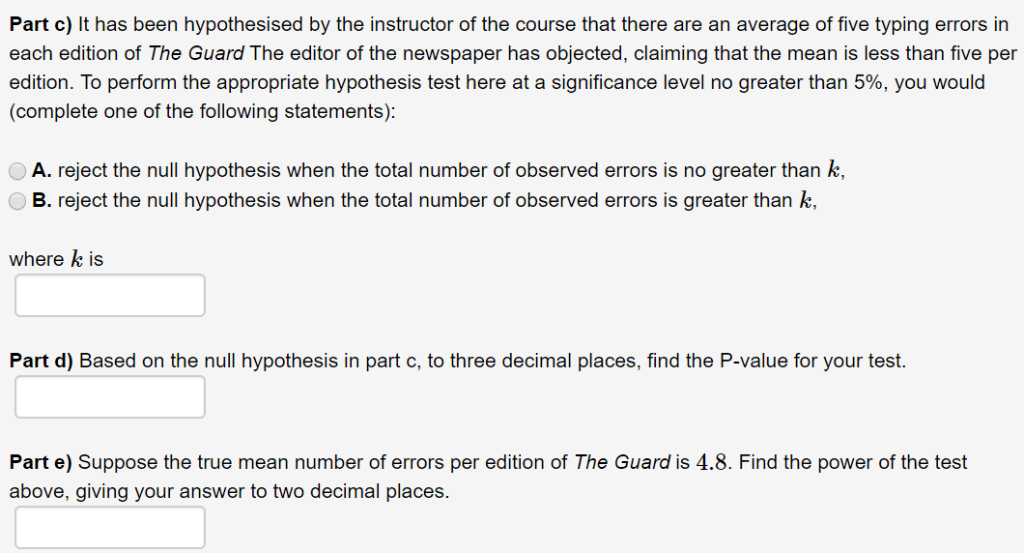 Solved The number of typing errors in an edition of a | Chegg.com