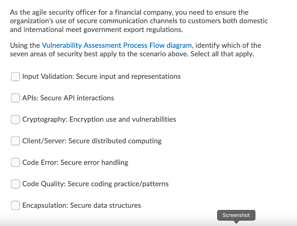 Solved As The Agile Security Officer For A Financial Chegg