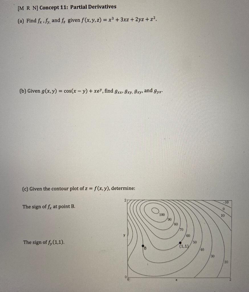 Solved Mr Nj Concept 11 Partial Derivatives A Find F Chegg Com