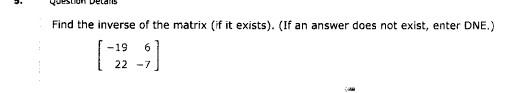 Solved Find the inverse of the matrix (if it exists). (If an | Chegg.com