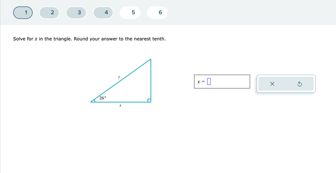 Solved Solve for x in the triangle. Round your answer to the | Chegg.com