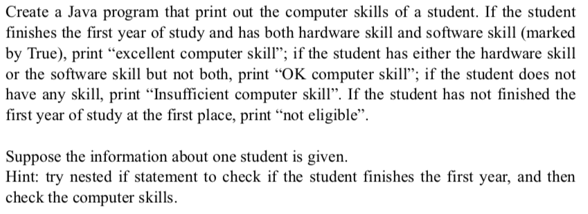 Solved Java: Create a Java program that print out the | Chegg.com