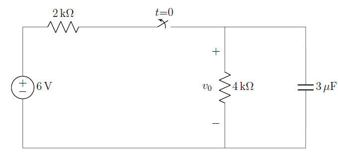 Solved The switch in the following circuit opens at t = 0. | Chegg.com