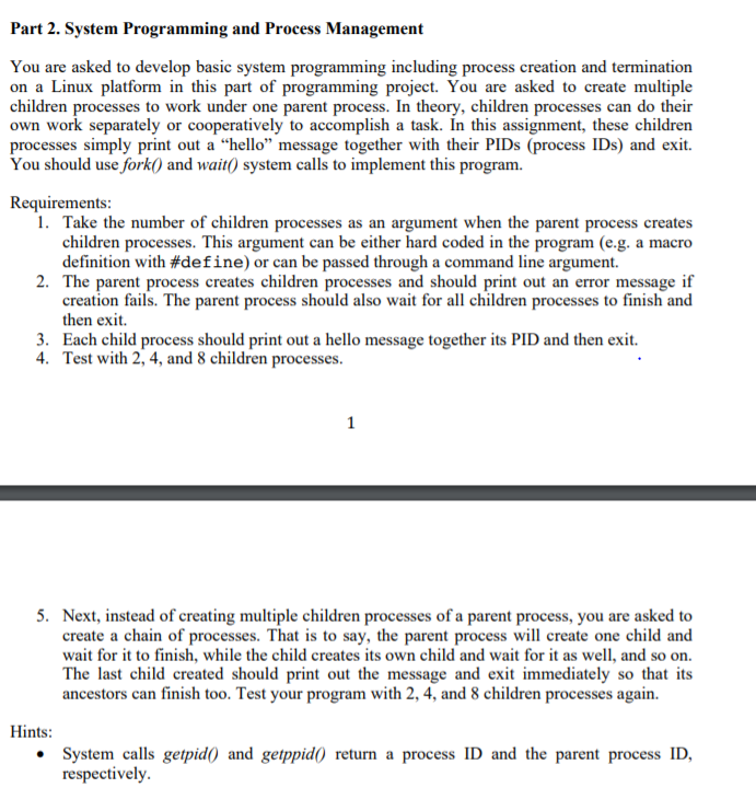 Solved Part 2. System Programming and Process Management You | Chegg.com