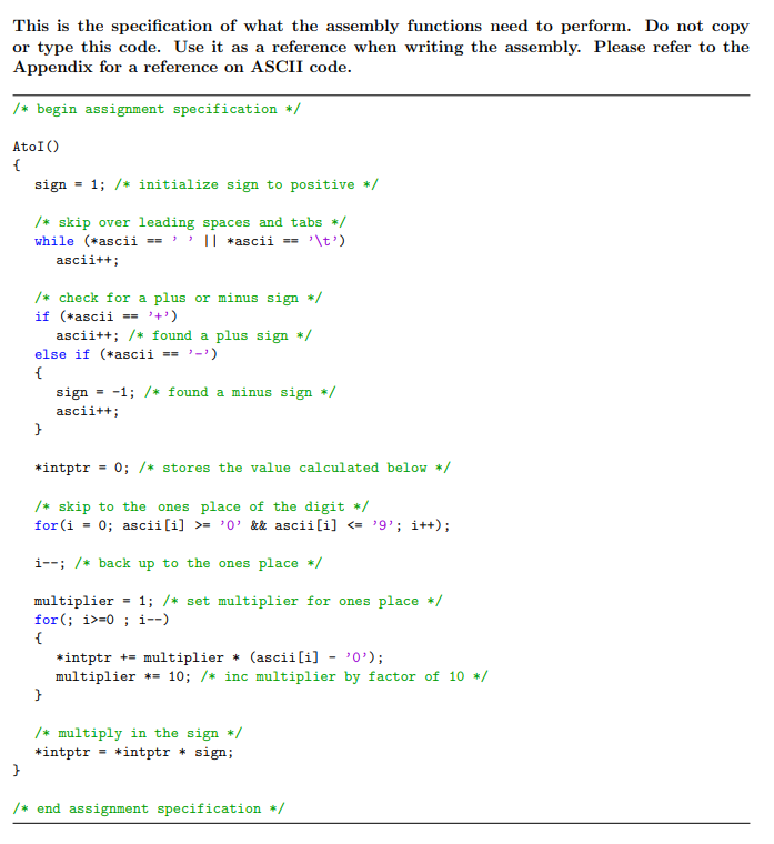This is the specification of what the assembly | Chegg.com