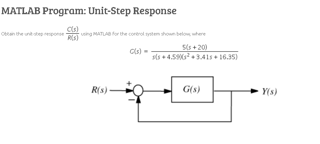 MATLAB Program: Unit-Step Response Obtain The | Chegg.com