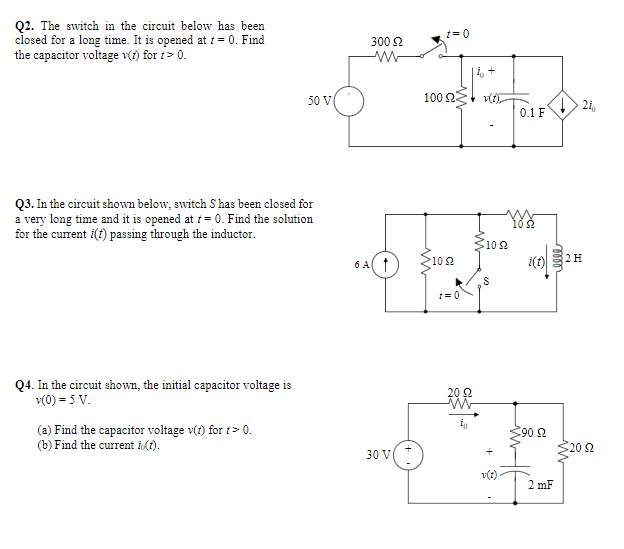 Solved Q2. The switch in the circuit below has been closed | Chegg.com