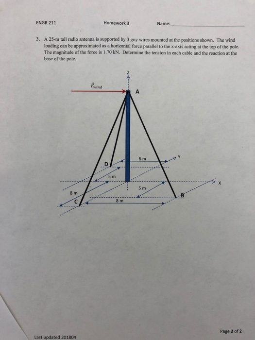 Solved ENGR 211 Homework 3 Name A 25m tall radio antenna