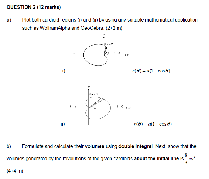 Solved QUESTION 2 (12 marks) a) Plot both cardioid regions | Chegg.com