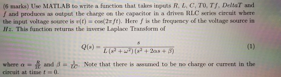 Solved (6 marks) Use MATLAB to write a function that takes | Chegg.com
